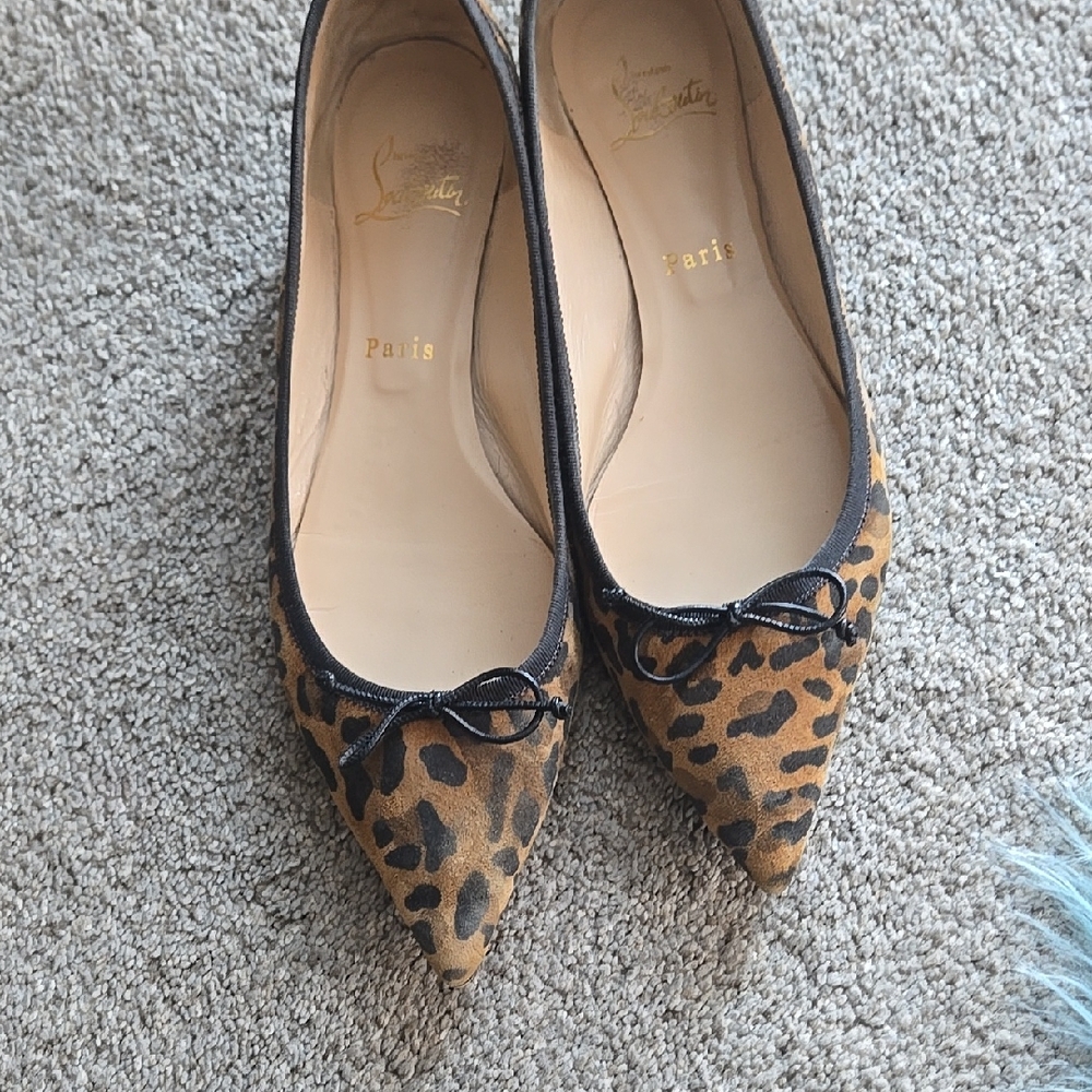Christian Louboutin Leopard Print Flats with Black Trim